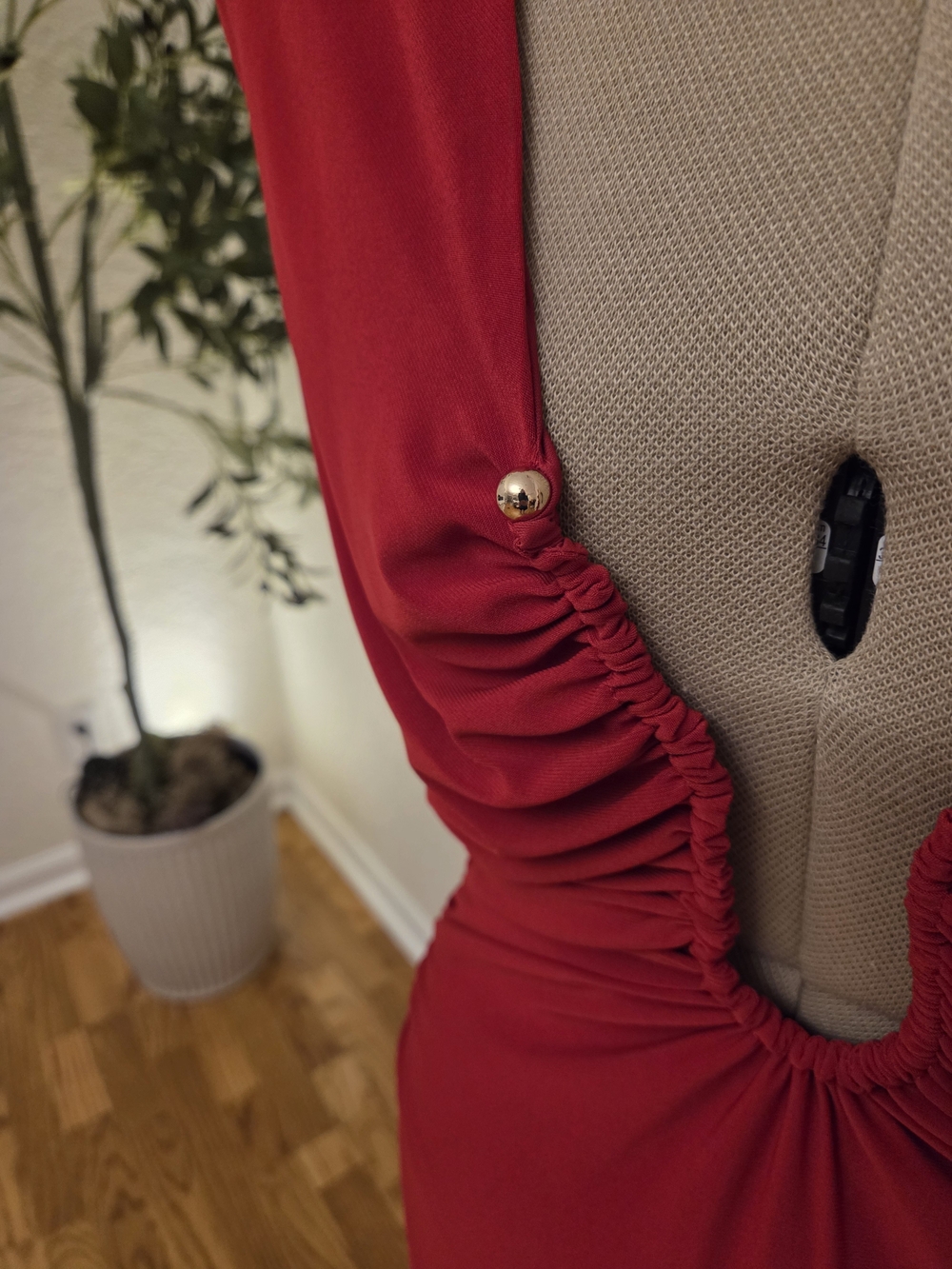 Ramy Brook Red Plunge Ruched Dress - Picture 2 of 12